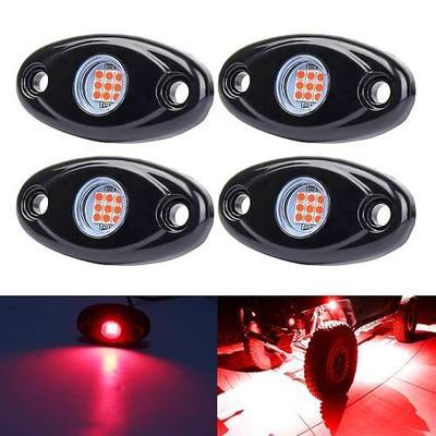 Red Underglow Led Rock Lights for Car, Wheel Well Lights, 12V 4 Pods | Waterproof Underbody Kit Crawler Crawling Dome Exterior Lamps for ATV RZR UTV SUV Off-Road Motorcycle Glow Trail Rig Fender
