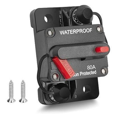 RED WOLF 80Amp Circuit Breaker for Boat Trolling Motor Marine ATV Vehicles Stereo Audio Electronic Battery System Inline Fuse Manual Reset Switch Waterproof 80A Fuse DC 12V-48V