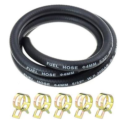 5/32" Inch Fuel Line 3.28 Feet with 5 Pcs Hose Clamps for Small Engines, Mini Moto, Auto