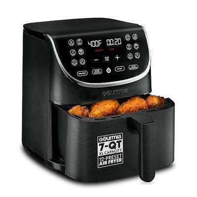 Gourmia Air Fryer - 7 Qt Large Capacity with LED Display, 12 One-Touch Presets, FryForce 360° Technology, Nonstick Dishwasher-Safe Basket & Crisper Tray, Black