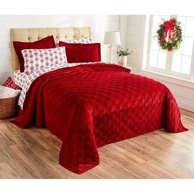 BrylaneHome Velvet Diamond Quilted Bedspread - King, Garnet