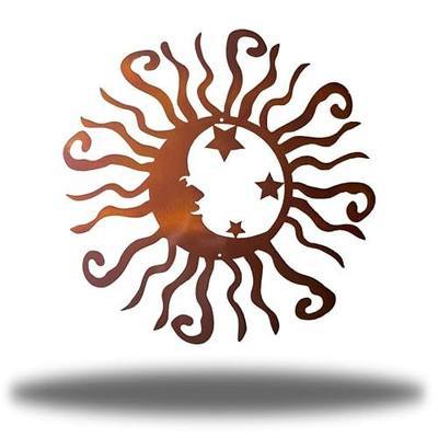 Wacky Solar Moon Metal Wall Art Steel Outdoor Decor | Heavy-Duty and Waterproof | Made in USA (Copper, 36" L x 36" W)