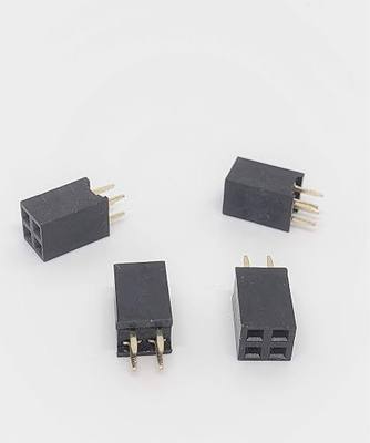 25-Pack 4P 2.54mm 0.1" Pitch PCB Female Pin Headers 2x2 Dual Rows 4 Pins Female Sockets to Male Straight PCB DIP, Double Rows PC Board Through-Board Strip (2X2-4P-25PK)