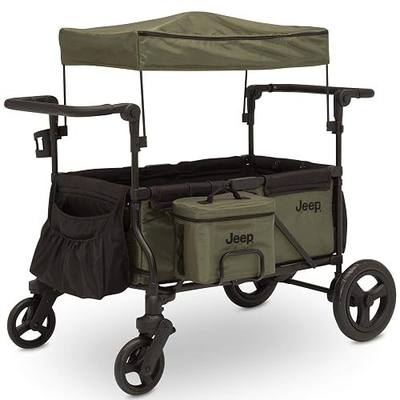 Jeep Deluxe Wrangler Stroller Wagon with Cooler Bag and Parent Organizer by Delta Children, Black/Green