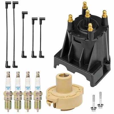 Tune Up Kit with NGK BPR6EFS spark plugs distributor cap, rotor and spark plug Wires Mercruiser 3.0L LX Replaces 811635Q2 816761Q14