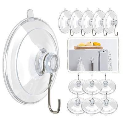 Hangerspace Suction Cup Hooks, 1.77 Inches Clear PVC Suction Cups with Metal Hooks Removable Small Suction Cups for Shower Bathroom Kitchen Wall Window Glass Door 12 Pack