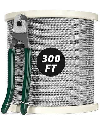 Fikim 1/8" Cable Railing, Marine-Grade T316 Stainless Steel Cable with 7x7 Construction, Breaking Strength Up to 1650 lbs, Included Handy Cutter, 300 Feet