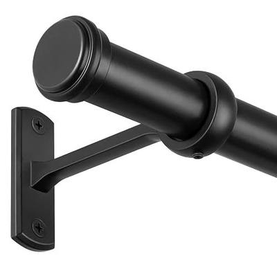 Rose Home Fashion 1” Heavy Duty Adjustable Curtain Rod, 72-144 inch, Black | 40-lb Capacity, Telescoping Length, Ceiling/Wall Mount for Indoor/Outdoor Use, Matte Black Curtain Rod as Room Divider