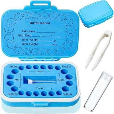 Jetec Baby Tooth Box Keepsake for Kids Teeth Storage Holder Child Teeth Organizer Tooth Fairy Box with Baby Fetal Hair Container and Tweezer for Keeping The Child Memory(Blue)