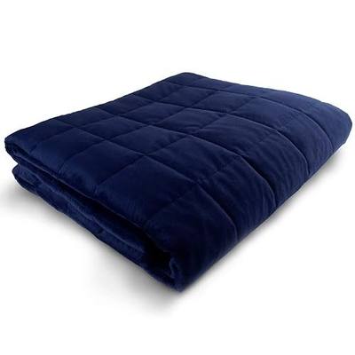 Weighted Blanket - 80"x87" - 25-lbs - Queen/King Size Bed - No Cover Required - for 120-180-lb Adult - Heavy Adult Comforter - Premium Glass Beads - Calming Stimulation Sensory Relaxation - Navy Blue