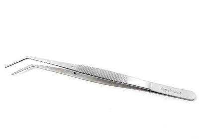 Lab Tweezers High Precision Forceps, 6" (15.2 cm), Fine Strong Angled Point tweezers, Stainless Steel