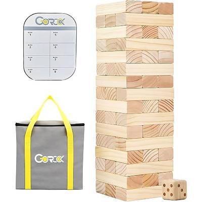 GOROCK Giant Tumbling Tower Game,57Pcs Wooden Block Stacking Game (Over 4.2FT),Classic Family Indoor Outdoor Yard Party Games for Kids and Adults with Carry Bag