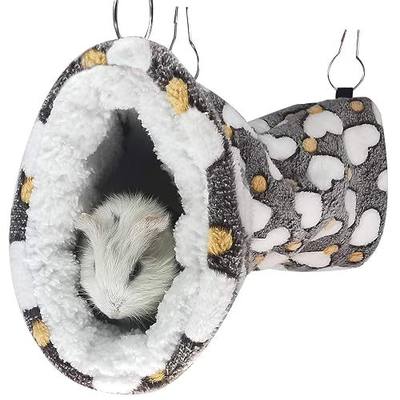 LEFTSTARER Guinea Pig Accessories Sugar Glider Cage Accessories Hamster Rat Toys Ferret Hammock Hanging Tunnel for Small Animals (Heart-Brown)