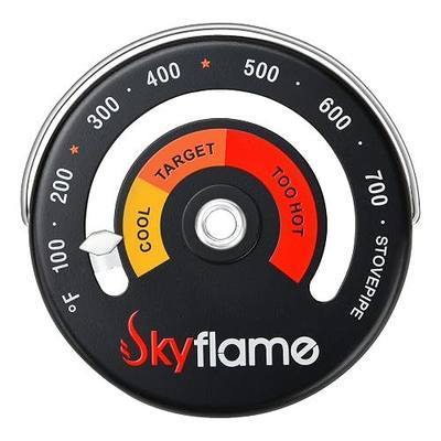 Skyflame Wood Stove Thermometer, Magnetic Chimney Flue Pipe Meter | Large Dial, For Wood/Gas/Pellet Stoves, Prevents Overheat, Wood Burning