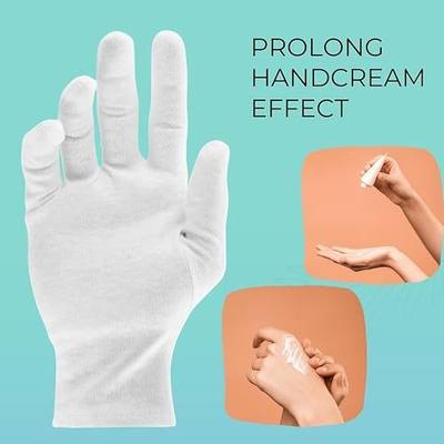 ANSMIO 2 Pairs Cotton Gloves, White Gloves for Dry Hands, Cotton Gloves for Sleeping, Moisturizing Night Gloves, White Gloves 100% Cotton, Size M (2 Pairs)