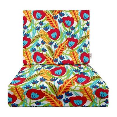 RSH DECOR: Foam Mid Back Seat Cushion | 42” x 21” x 3" | All-Weather Spun Fabric | Water and Fade-Resistant | Outdoor Chair Cushion for Patio Furniture | Artistic Multicolor Floral