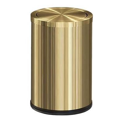 9L/2.4Gal Gold Trash Can,Brass Bathroom Garbae Can with Flipping Lid,Small Brass Garbage Can for Office, Laundry Room,Bedroom,Hotel