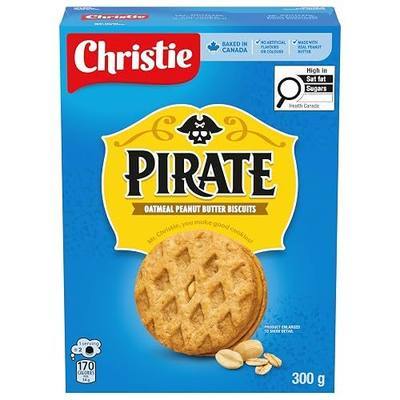 Christie Peek Freans Pirate Peanut Butter Oatmeal Cookies, 300g/10.6 oz., {Imported from Canada}