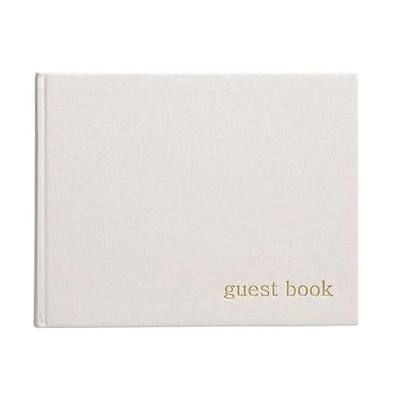 Pearhead Linen Guest Book, Event Sign-In Journal, 7 x 9", Ivory | 100 Blank Pages, Gold Script Cover, Versatile for Multiple Events- Baby Shower, Graduation, Bridal, or Wedding Keepsake