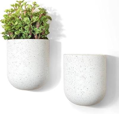 LA Jolie Muse Wall Hanging Planters for Indoor Plants,Hanging Flower Pots for Air Plants Succulent, Set of 2, 5.7L*4.1W*7H, Speckled White