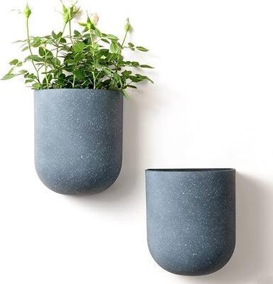 LA JOLIE MUSE Wall Planters for Indoor Plants, Hanging Flower Pots, 2 Pack | Wall Hanging Plantesr, Decorative Wall Planters for Air Plants, Succulents, Hanging Flower Pots, 5.7*L4.1W*7H, Weathered Grey