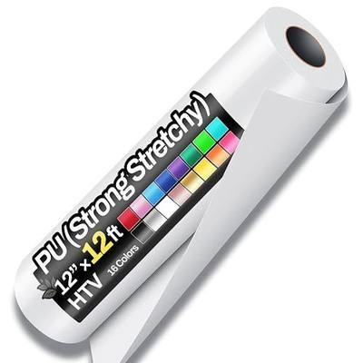 12" x 12ft Heat Transfer Vinyl Rolls, PU (Strong Stretchy) HTV Vinyl White for Shirts, Sooez Iron on Vinyl for All Cutter Machine, Easy to Cut & Weed for DIY Heat Vinyls Design, Matte Finish