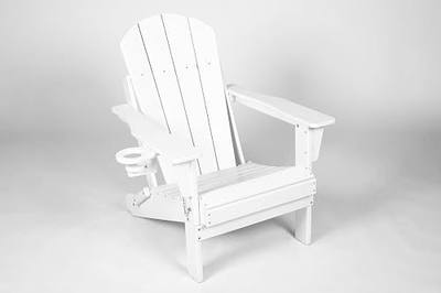 Folding Adirondack Chair, Premium All Weather Outdoor Patio Furniture, 21 Inch Wide Seat, Up to 350 lbs, Foldable Outdoor Patio Chairs, New Heritage Collection (White)