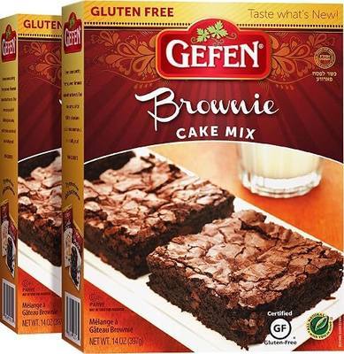 Gefen Gluten Free Brownie Fudge Cake Mix 14oz (2 Pack) | Grain Free | Soy Free | Dairy Free | Kosher for Passover, Quick and Easy instructions