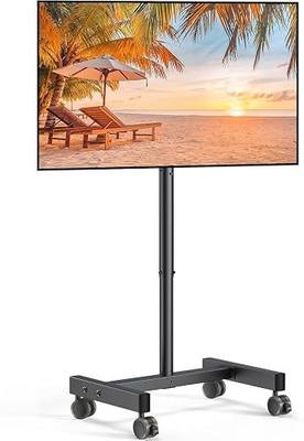 Perlegear Rolling TV Stand, Mobile TV Stand on Wheels for 13-50 inch TVs with Height Adjustment & 30° Tilt, Portable TV Cart with Wheels Holds 44lbs, Max VESA 200x200mm