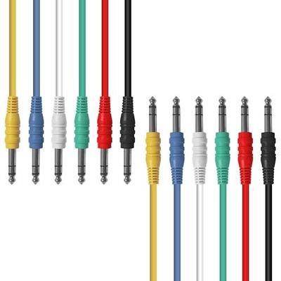 AxcessAbles 3ft 1/4" TRS to 1/4" TRS Multi-Color Balanced Stereo Patch Cables (6-Pack) | Speaker & Studio Patch Cables