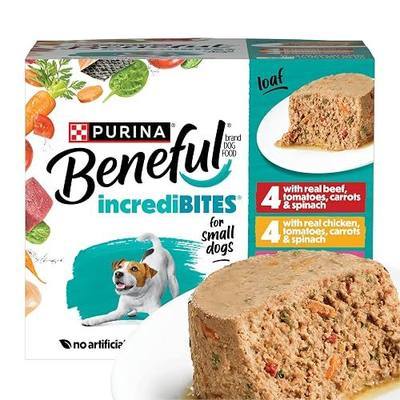 Purina Beneful Small Breed Wet Dog Food Variety Pack, IncrediBites Loaf, Chicken, Beef and Salmon Flavors - (2 Packs of 12) 3 oz. Cans