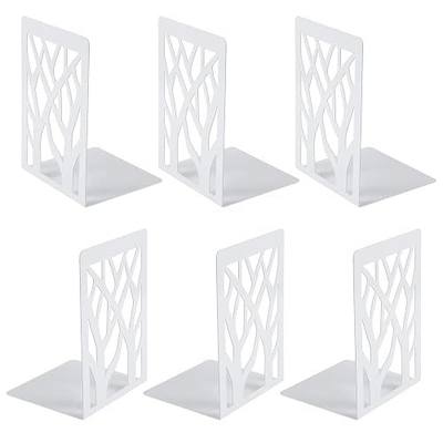 MSDADA Bookends, Book Ends for Shelves, Bookends for Office, Book Ends for Heavy Books, Book Shelf Holder Stand Home Decorative,Metal Bookend Supports, Book Stoppers, White(3 Pairs)