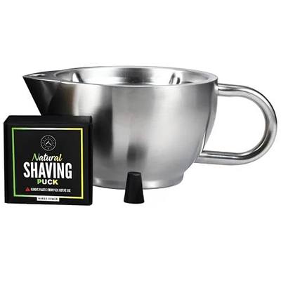 Naked Armor Silver Fox Shaving Scuttle Mug with Organic Shaving Soap Puck – Stainless Steel Shaving Mug and Shaving Bowl for Wet Shaving, Keeps Your Lather Hot, Creates Rich and Creamy Lather