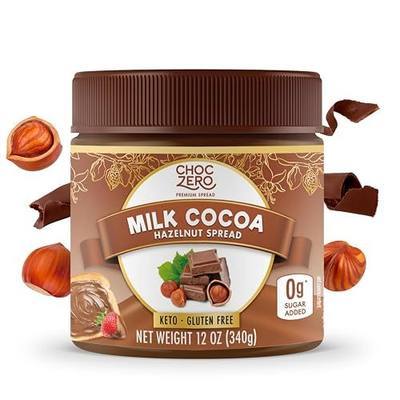 ChocZero Sugar Free Milk Chocolate Hazelnut Spread, 12 oz Jar | No Sugar Alcohols, Keto, Low Carb, High Fiber, Gluten Free, For Toast, Fruit & Baking