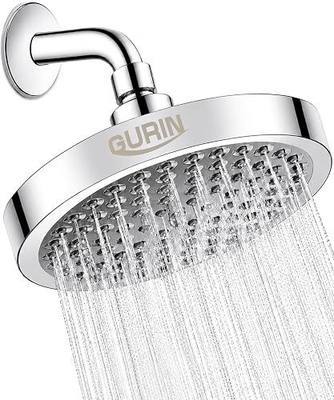 GURIN Shower Head - Powerful High Pressure Rain Shower Head 6 Inch Rainfall Showerhead with Adjustable Angles, 90 Anti-Clog Nozzles, Tool-Free 1-Min Install, Premium Polished Chrome Finish