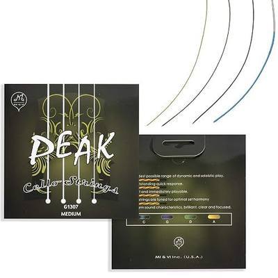 MI&VI PEAK Classic Cello Strings — 1/8 Scale Full Set (A-D-G-C) | Student Best Choice | German Steel Rope Core | Ball-Ends | Medium Gauge Tension - By MIVI Music