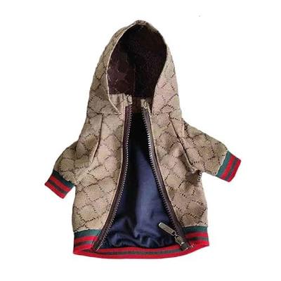 Dog Hoodie Luxury Winter Small Dog Jacket Clothes Classic Designer French Bulldog Teddy Pug Puppy Clothes(S)
