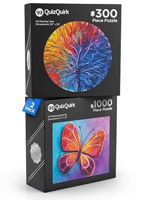 (2 Pack) QuizQuirk Puzzles, 300 Piece Round Tree of Life/ 1000 Piece Butterfly Jigsaw Puzzles for Adults/Teens (Puzzle Savers Included)