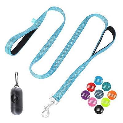 BAAPET Two Handle Dog Leash, Dual Soft Padded Handles with Traffic Control Handle Leash for Small Medium or Large Dogs (1.0'' x 5 FT, Blue)