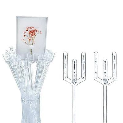 BEADNOVA Floral Card Holder Picks 50pcs 12inch Flower Plastic Floral Pick Holder for Card Photos Wedding Birthday Party Decoration (Fork Shape Head)