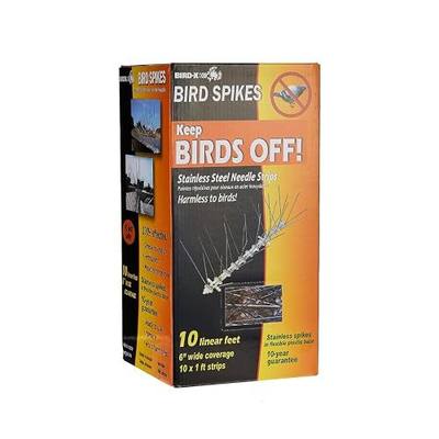 Bird-X Stainless Steel Spikes Stop Bird Roosting Pigeons 6 Inch Wide 10 Ft