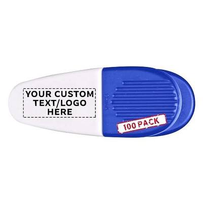 Custom Magnetic Memo Holders Set of 10/50/100 by DISCOUNT PROMOS - Personalized Text, Logo - Large Clip, Plastic - WhiteBlue