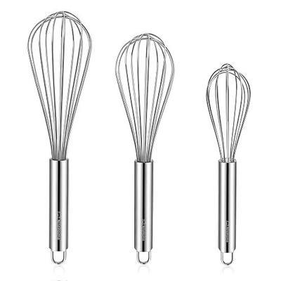 NileHome Stainless Steel Whisk Set 8" 10" 12" Kitchen Whisk Balloon Whisk Kitchen Wisk Wire Whisks for Cooking, Whisking, Blending, Beating, Stirring-3 Pack…