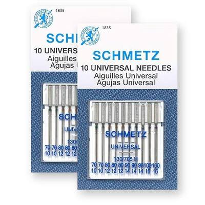 20 Schmetz Universal Sewing Machine Needles - Assorted Sizes - 2 Cards