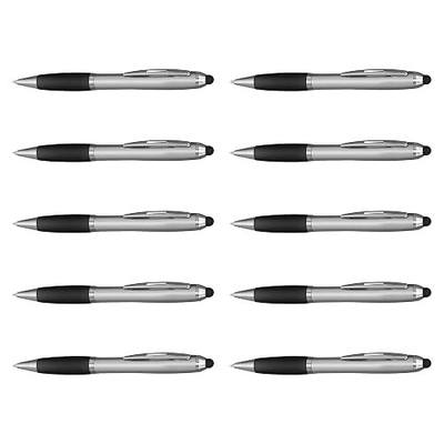 DISCOUNT PROMOS Stylus Ballpoint Pens Set of 10, Bulk Pack - Black Ink, Great for Office, School, Business, Tradeshows, Events - Black