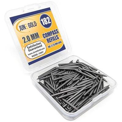 June Gold 182 Compass Refills, 2.0 mm HB #2 Lead Refills, 25 mm Length, Sharp Point, Break Resistant Lead/Graphite | Pre-sharpened Lead, Break Resistant Graphite, Sturdy Reusable Case