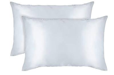 Curly Girl Microfiber Satin Pillowcase for Hair and Skin Pillowcase 2 Pack, Pillow Cases Set of 2 - Slip Cooling Satin Pillow Covers with Envelope Closure (Light Gray, Queen)