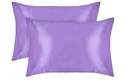 Curly Girl Microfiber Satin Pillowcase for Hair and Skin Pillowcase 2 Pack, Pillow Cases Set of 2 - Slip Cooling Satin Pillow Covers with Envelope Closure (Lavender, Queen)