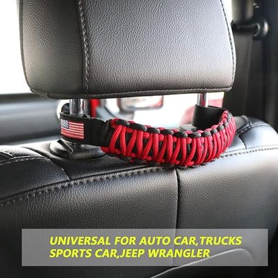 sukemichi Universal Car Headrest Grab Handles for Auto | Paracord headrest grab handles,Fits Jeep Wrangler,Toyota Tacoma,Trucks,SUV,Ford Bronco,Car assist headrest handle,2 Pack