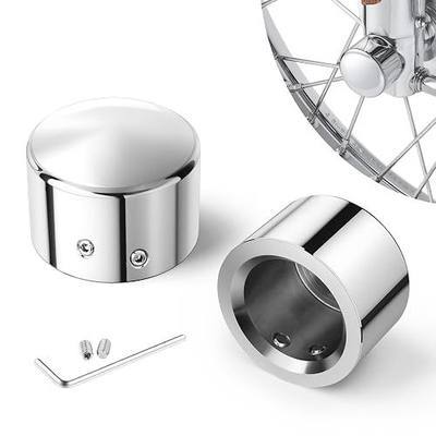 Benlari Chrome Front Axle Nut Covers fit for Harley, CNC Axle Nut Caps Compatible with Harley Davidson Touring Sportster Trike Dyna Softail Street Glide Road King Iron 883 Fat Boy 2002-2024